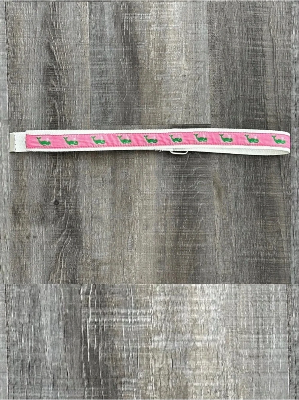 Women’s 34” Vintage Y2K 2000’s Pink & White Skater Belt with Green Whales